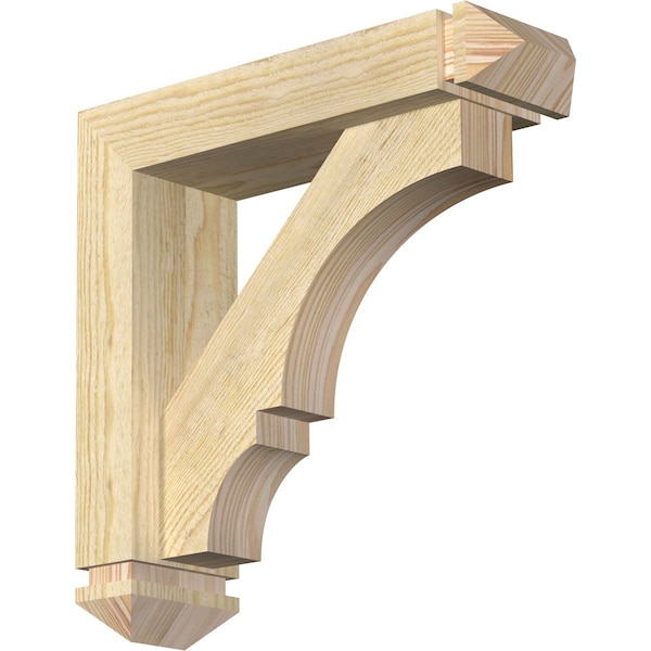 Ekena Millwork Balboa Arts and Crafts Rough Sawn Bracket w/ Offset Brace, Douglas Fir, 4"W x 14"D x 14"H BKT0402X14X14BOA03RDF - main